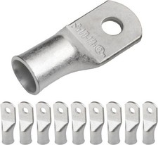 10pcs 1/0 AWG 1/4 Stud Tinned Copper Lugs Heavy Duty Battery Cable Ends 0 Gauge