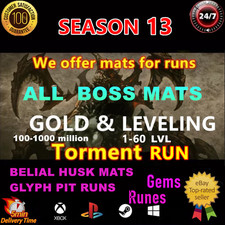   DIABLO 4 SEASON 13 SC  Power Level Boss Mats GOLD GLYPH PIT RUN  Virtual Item