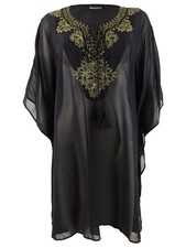 Miraclesuit Women's Embellished Kaftan Swim Top Cover-Up S, Black