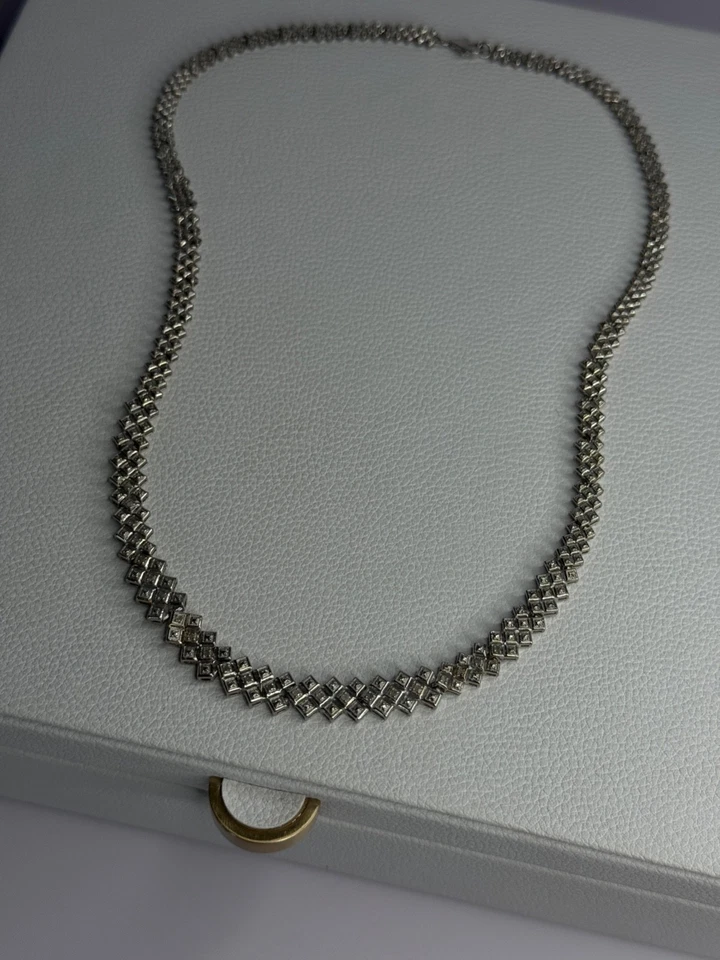 Beautiful Elegant 925 Sterling Silver Diamond Necklace Length 18 Inch - Image 3 of 4