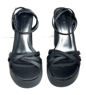 Steve Madden Black Platform Block Heel Sandals FLEET Women's Size