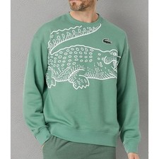 Lacoste Men's Long Sleeve Loose Fit Croc Crewneck Sweater Ash Tree XXL