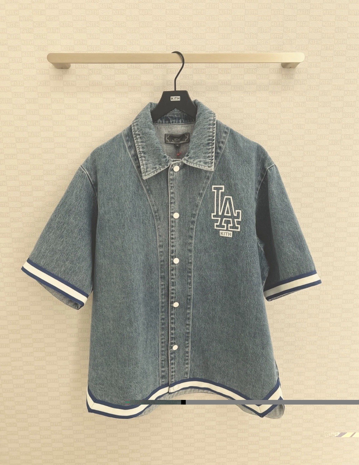 FW25 Kith x Los Angeles Dodgers Woodpoint Denim Shirt Size XL NWT In-Hand