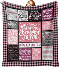 Birthday Gifts Women Girls Flannel Throw Blanket Happy Birthday 50x60 Inch
