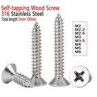 M2-M6 316 Stainless Steel Flat Head Countersunk Self Tapping Screws Wood Screws