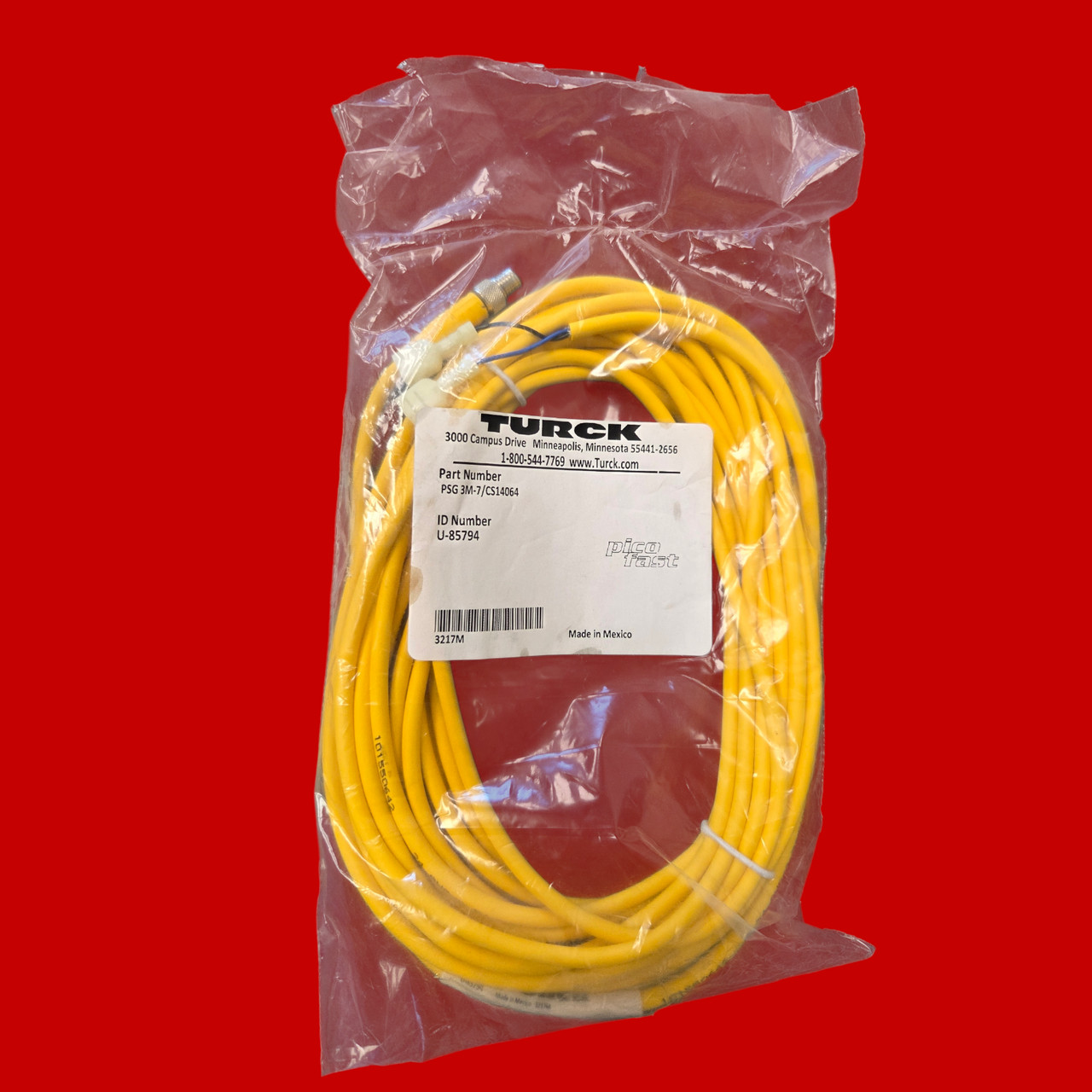 Turk PSG 3M-7/CS14064 Actuator and Sensor Cable, M8, Male, Straight, 3-pin