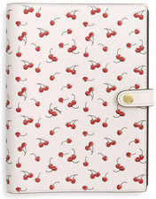 Coach Snap Notebook - CFA44 Chalk Red Cherry Print Canvas/Smooth leather - NWT