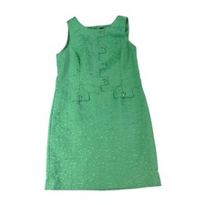 Tahari Arthur S Levine Green Textured Button Detail Sheath Dress Size 14