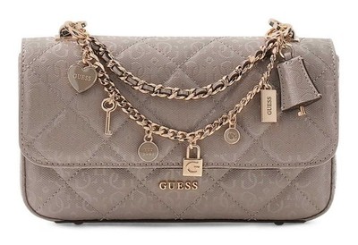 GUESS Libby Flap Crossbody Bag Umhängetasche Tasche Dark Taupe taupe Neu