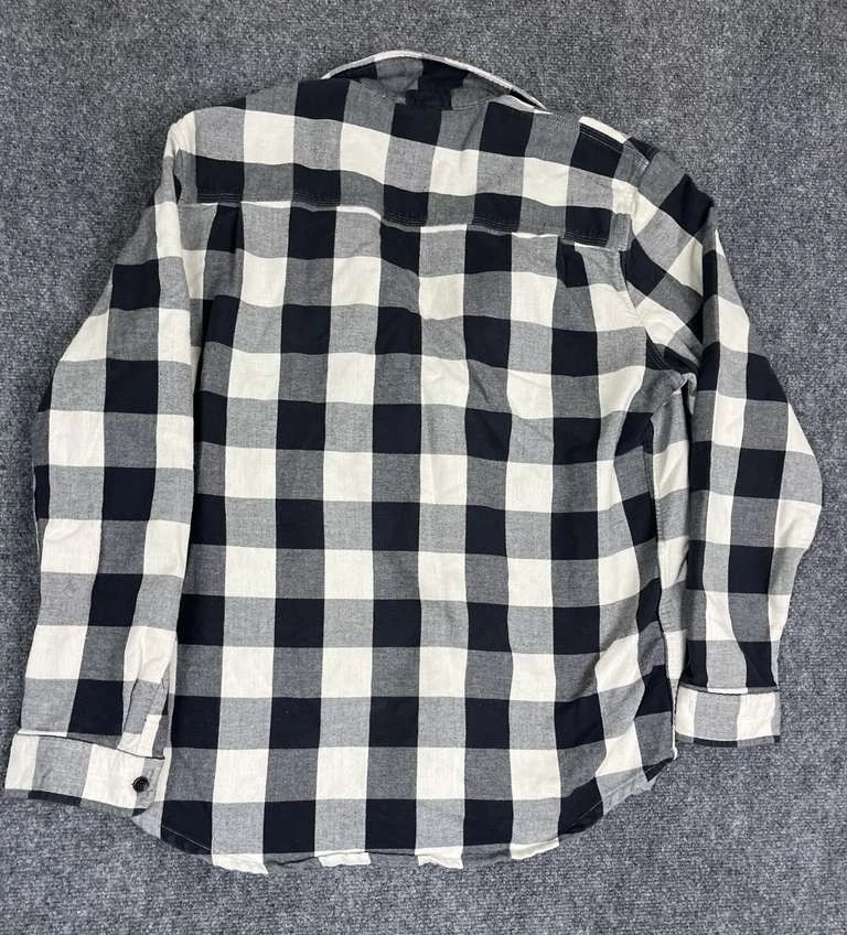 LL Bean Shacket Mens Large White Black Buffalo Plaid Fleece Lined Flannel Shirt - Image 3 of 4