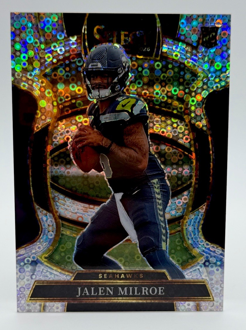 2025 Select JALEN MILROE #14 RC Concourse Level Silver Prizm Disco Seahawks