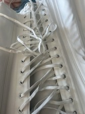 Charmian White Lace Up Boned Polyester Corset with Lace Accent