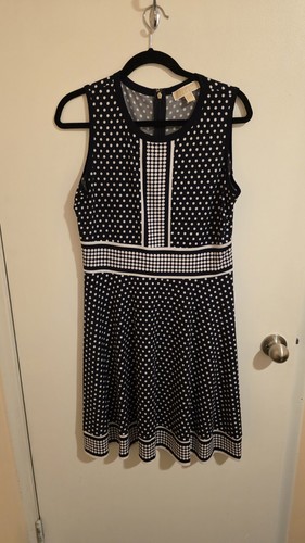 Michael Michael Kors Etuikleid Damen Petite Large PL Polka Dots Blau Weiß