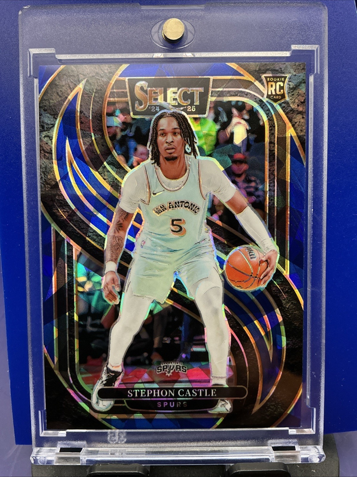 2024-25 Panini Select #175 Stephon Castle RC Rookie Blue Cracked Ice Prizm