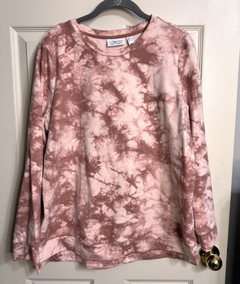 NWOT D&Co Denim & Company Size L Blush Tie Dye French Terry Sweatshirt Top