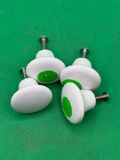 Set of 4 VTG White Ceramic Cabinet Drawer Knobs Pulls w Mounting Screws AN