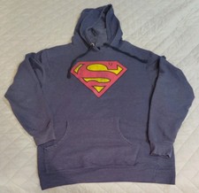 Superman Hoodie Pullover With Distressed Shield Men's Size XL