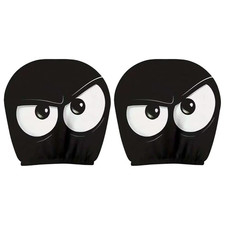 2PCS Funny Car Headrest Cover Decor Big-Eyed Cartoon Print Headrest Cover Creati