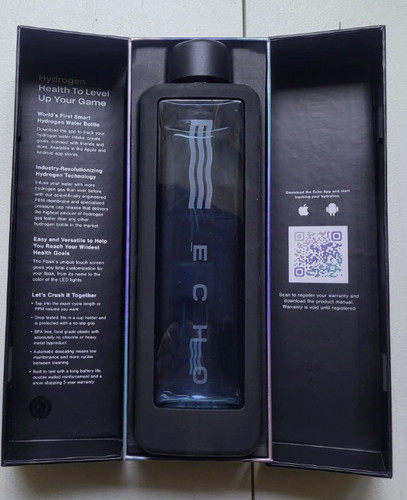 Echo Flask Hydrogen Water Bottle - 8.0 PPM w/Charger used open box, 14-72 uses