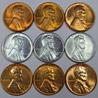 9 Lincoln Wheat Cents 1943 Steel Set Uncirculated All Different Dates! (Lot#2)