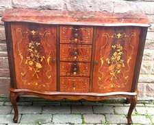 Beautiful Solid Wood 4 Drawer 2 Compartment Inlaid Chest of Drawers 83cm High