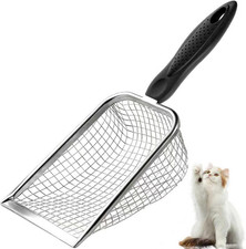 Apidgrowth Cat Litter Scoop - Long Handle Scooper, Rustproof Stainless Steel Mes