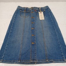 Vintage Levi's midi skirt med wash button front with tags 6 misses 30" 2005