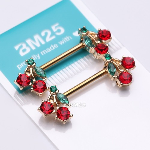 A Pair of Luscious Cherry Sparkle Fruit Nipple Barbell - Picture 8 of 10