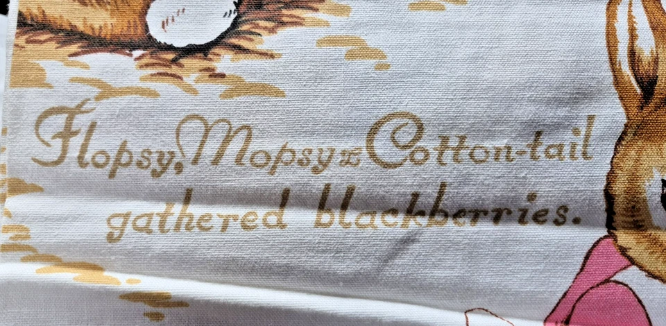 Vtg Beatrix Potter Peter Rabbit Fabric Broadcloth Cotton 50" x 106" Preshrunk - Image 4 of 4