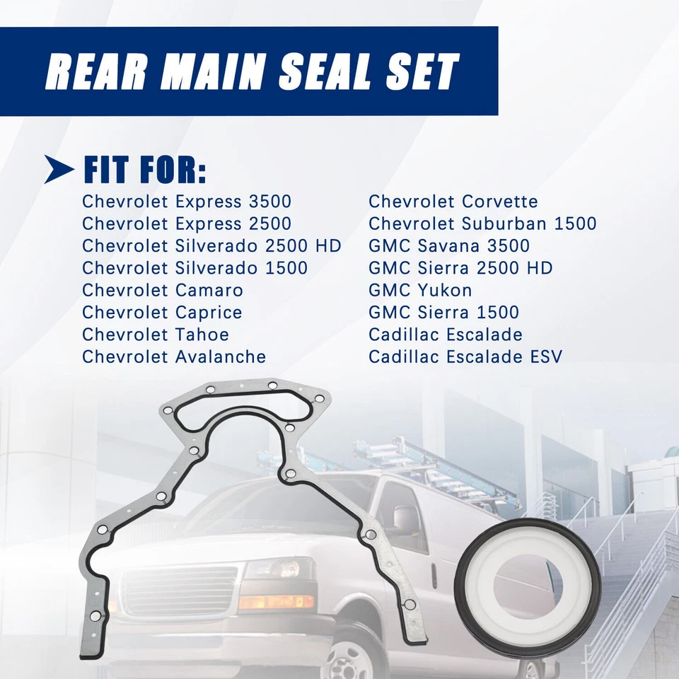 Junta del cárter de aceite del motor y sello principal trasero apto para GMC Savana 3500 Chevrolet Caprice Foto 3 de 4