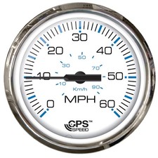 Faria Chesapeake White SS 4" Studded Speedometer - 60MPH GPS  33839 
