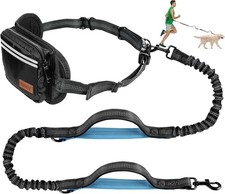 Hands Free Dog Leash with Zipper Pouch, Wide Padded Waist Dog Running