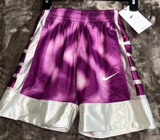 Nike Dri-Fit Basketball Shorts Kids XS Purple Tie Dye Loose Fit Elastic Waist