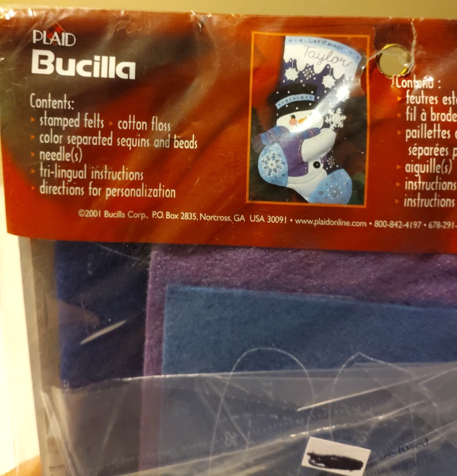 NEW Bucilla Felt Christmas Stocking kit 18" Let it Snow Adorable Snowman 84588 - Image 4 of 4