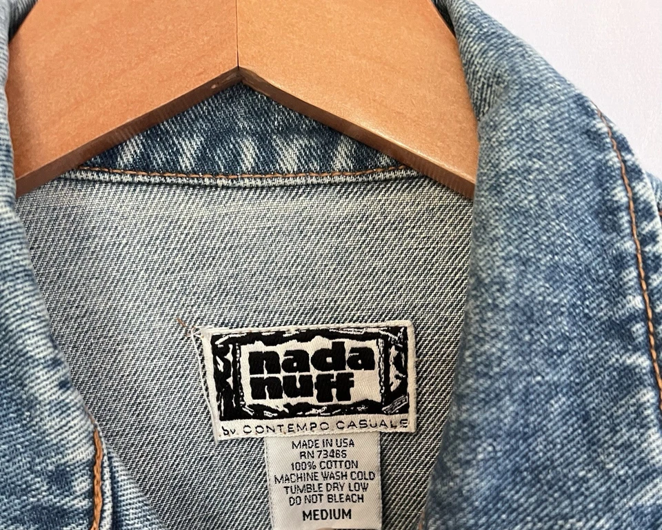 Chaleco Denim Contempo Casuals MEDIANO Botón Frontal Jean Nada Nuff Años 80 De Colección Usado en Excelente Condición Foto 2 de 4
