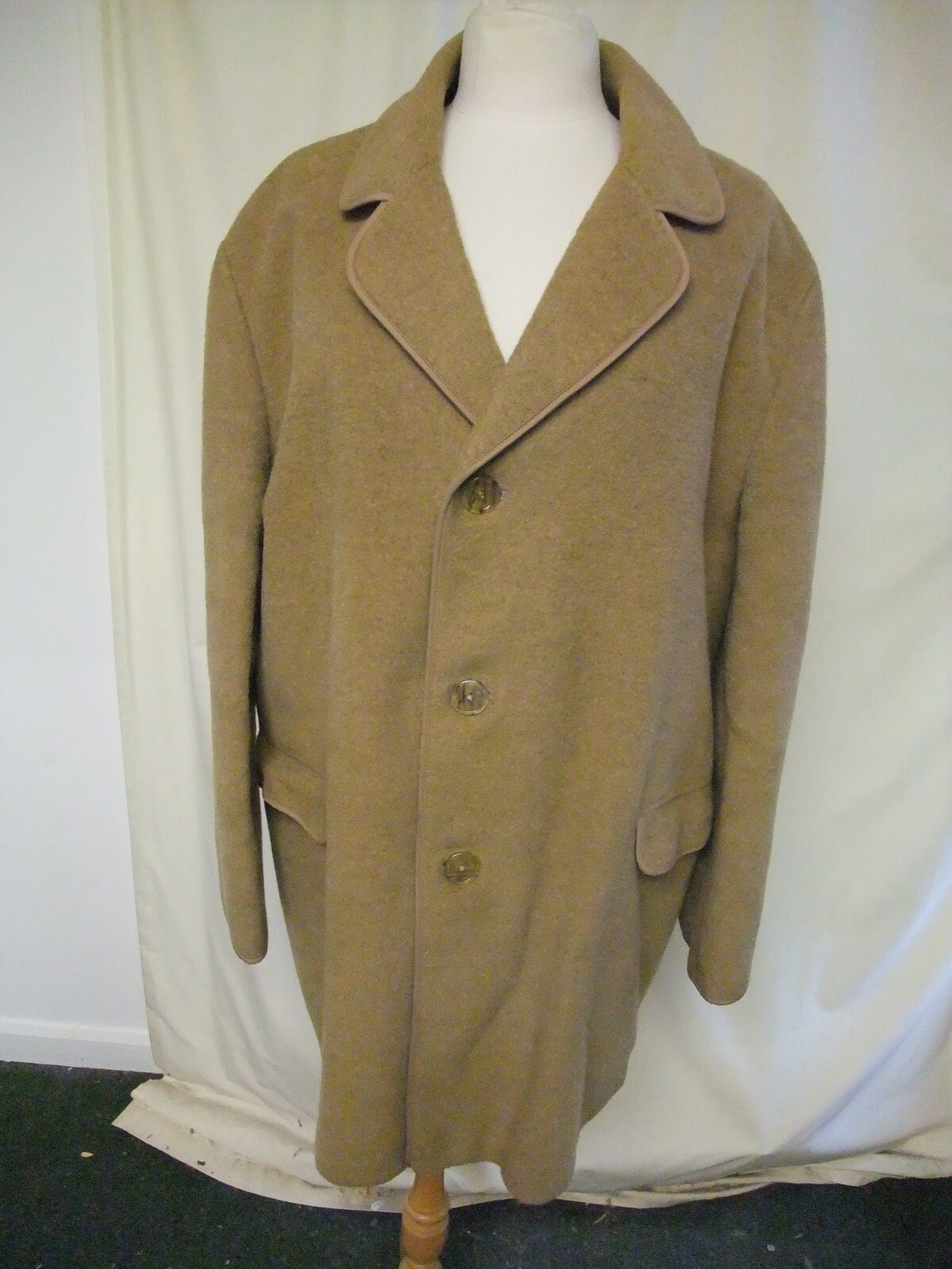ALTRA Cappotto da uomo tessuti Kagan taglia L cammello lunghezza 38" miscela lana mohair visone 2408