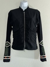 Marithe Francois Girbaud Craviatata Killer Ruched Jacket Embroidered Sleeve S