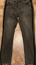 VERVET ANKLE SKINNY HI STRETCH JEANS DISTRESSED GREY BLACK PIPED  WOMENS 30 