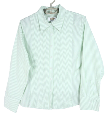 TALBOTS Women's Lightweight Cotton Long Sleeve Blouse Green