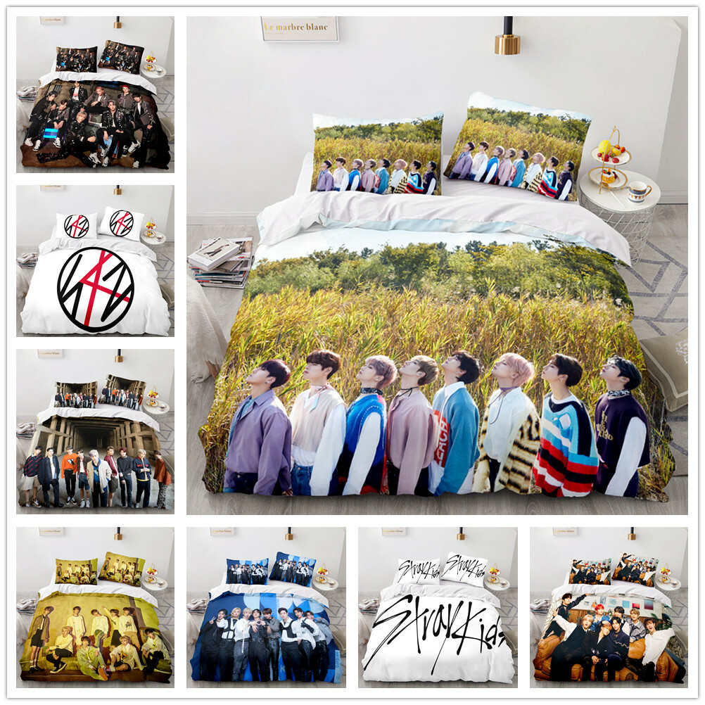 New 2/3PCS Duvet Cover Pillowcase(s) Stray Kids 3D Printed Bedding Set  Gift BH