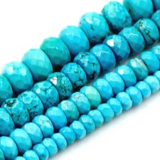 High Quality Blue Magnesite Turquoise Faceted Rondelle Bead 15" 4mm 6mm 8 10 12