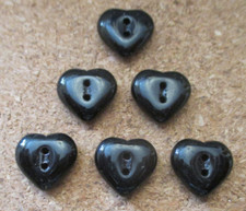 6 - Czech Glass 2 Hole Sew Thru Blue Black Buttons 73 - 12.47mm x 11.82mm