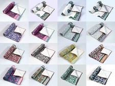 Indian Floral Baby Blanket Quilt Hand Block Print Cotton Fabric Quilt Bed Covers