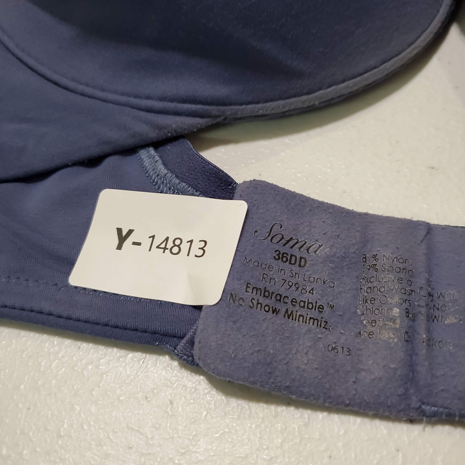 Soma Women Bra 36DD Blue Embraceable No Show Minimizer Underwire