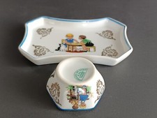 **LIMOGES F.M. PORCELAINE ARTISTIQUE BOL ET PLATEAU MINIATURE DECOR ENFANTS