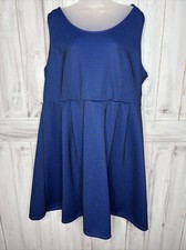 WOMENS LANE BRYANT BLUE BLACK FISHNET FIT FLARE SLEEVELESS DRESS ROCKABILLY 22