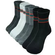 Mens Sports Athletic Over Ankle Crew Bar Striped Cotton Casual Socks Size 9-11