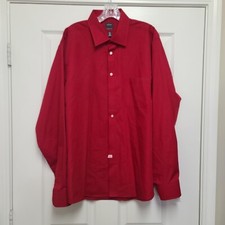 Arrow Mens Button Down Up Long Sleeve Shirt Red Size 17 17.5 36/37 XL Classic