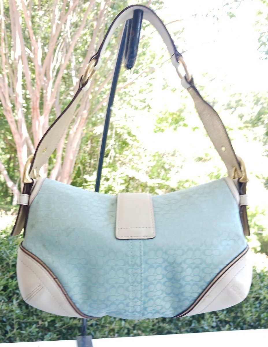 COACH ポーチ Coach Vintage 1457 Soho Blue Signature C Canvas & White
