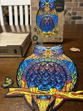 Unidragon Charming Owl Wooden Puzzle Size Small 101 Pieces 5.9"x10.2" Wood Box